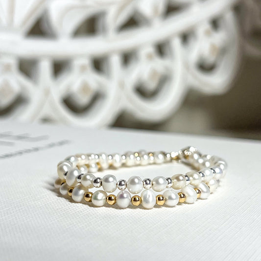 Dainty Freshwater Pearl Handmade Clasp Bracelet - Gold or Silver Options