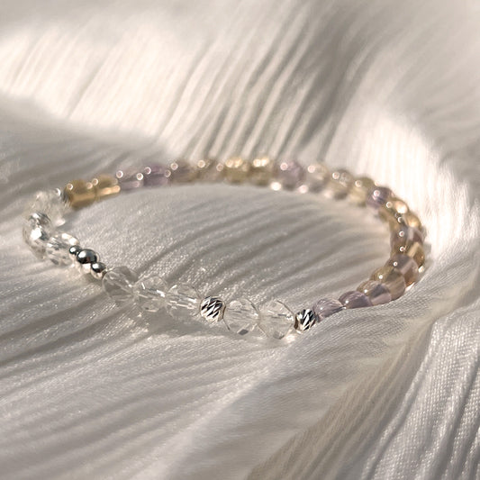 Dainty Ametrine & Clear Quartz Stretch Bracelet - Customised